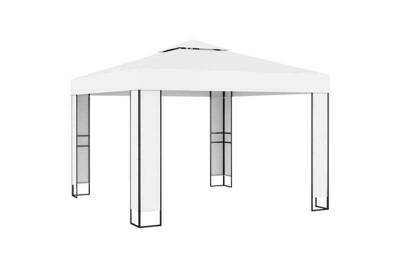 Paviljong med dobbelt tak 3x3 m hvit - Krem - Hagemøbler - Solbeskyttelse - Paviljonger - Komplett paviljong