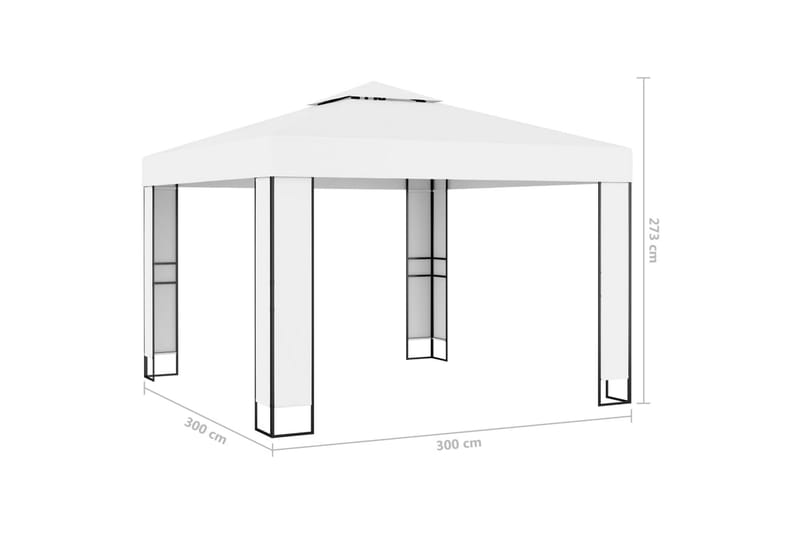 Paviljong med dobbelt tak 3x3 m hvit - Krem - Hagemøbler - Solbeskyttelse - Paviljonger - Komplett paviljong