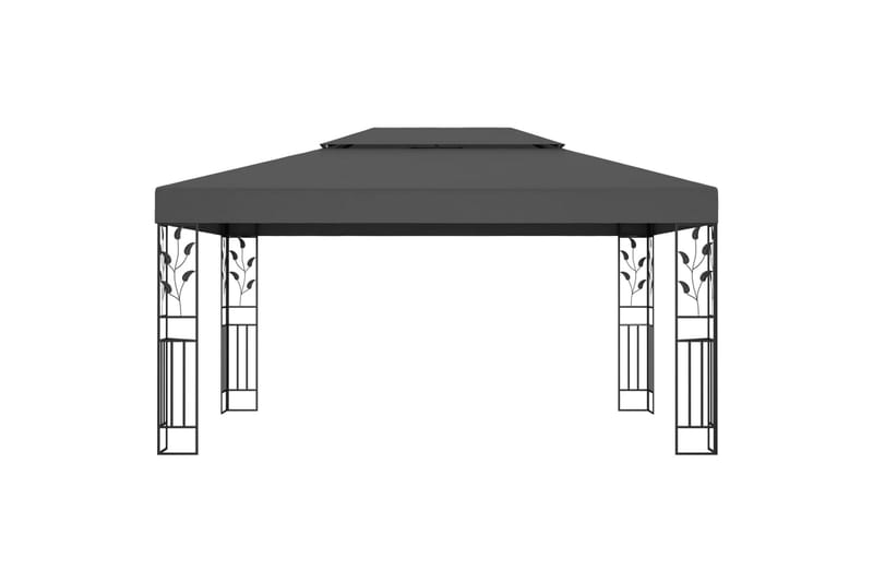 Paviljong med dobbelt tak 3x4 m antrasitt - Grå - Hagemøbler - Solbeskyttelse - Paviljonger - Komplett paviljong