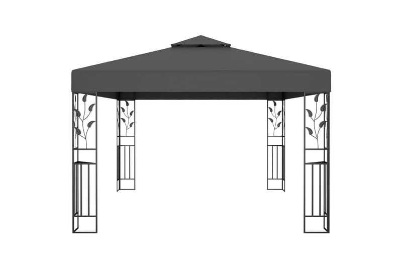 Paviljong med dobbelt tak 3x4 m antrasitt - Grå - Hagemøbler - Solbeskyttelse - Paviljonger - Komplett paviljong