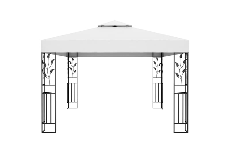 Paviljong med dobbelt tak 3x4 m hvit - Hvit - Hagemøbler - Solbeskyttelse - Paviljonger - Komplett paviljong