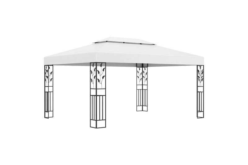 Paviljong med dobbelt tak 3x4 m hvit - Hvit - Hagemøbler - Solbeskyttelse - Paviljonger - Komplett paviljong