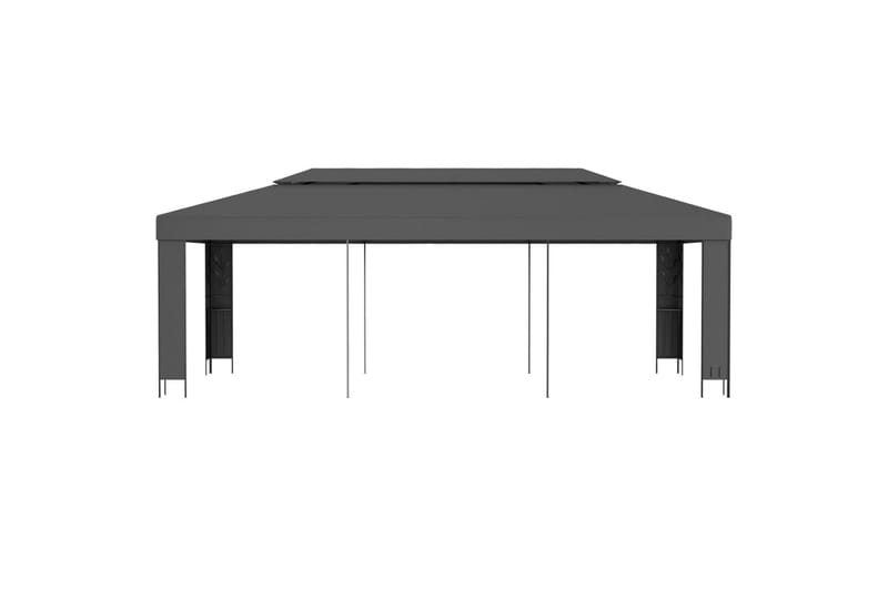 Paviljong med dobbelt tak 3x6 m antrasitt - Grå - Komplett paviljong