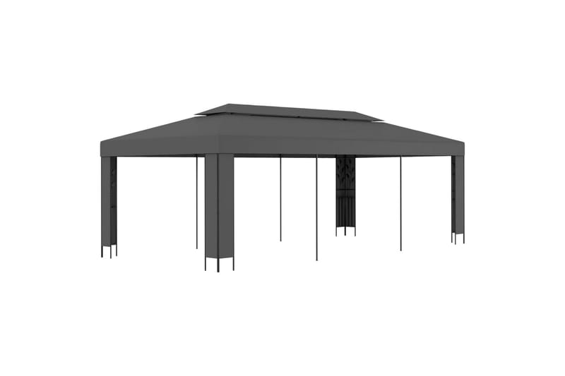 Paviljong med dobbelt tak 3x6 m antrasitt - Grå - Hagemøbler - Solbeskyttelse - Paviljonger - Komplett paviljong