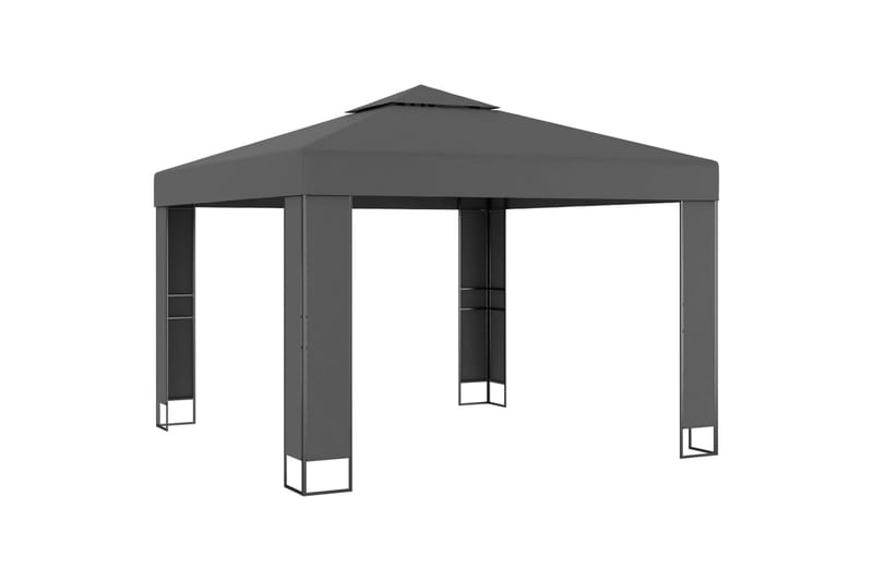 Paviljong med dobbelt tak og lysslynge 3x3 m antrasitt - Antrasittgrå - Hagemøbler - Solbeskyttelse - Paviljonger - Komplett paviljong
