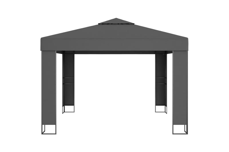 Paviljong med dobbelt tak og lysslynge 3x3 m antrasitt - Antrasittgrå - Komplett paviljong