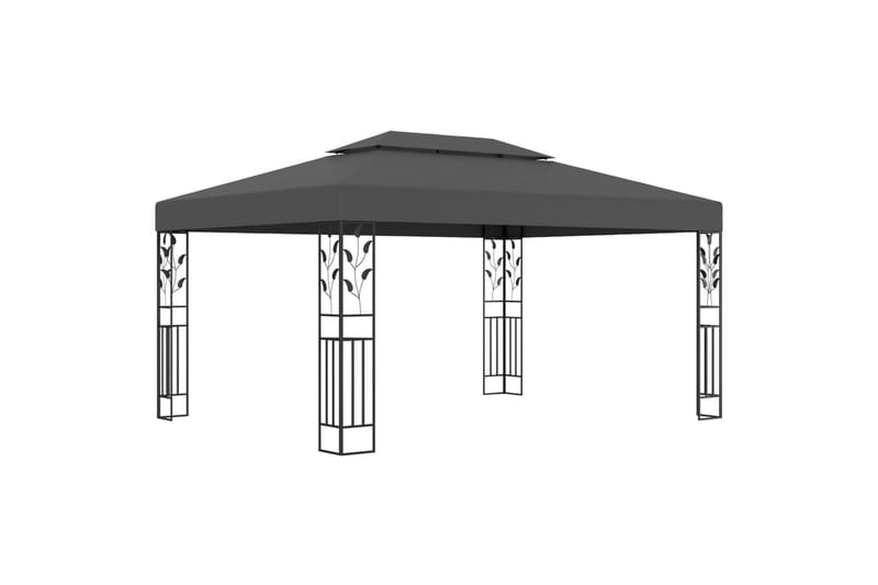 Paviljong med dobbelt tak og lysslynge 3x4 m antrasitt - Antrasittgrå - Hagemøbler - Solbeskyttelse - Paviljonger - Komplett paviljong