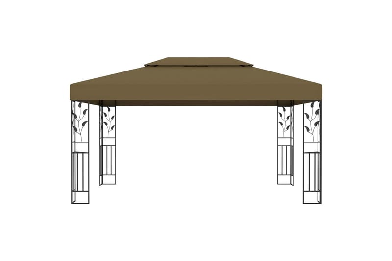 Paviljong med dobbelt tak og lysslynge 3x4 m gråbrun 180g/m² - Taupe - Komplett paviljong