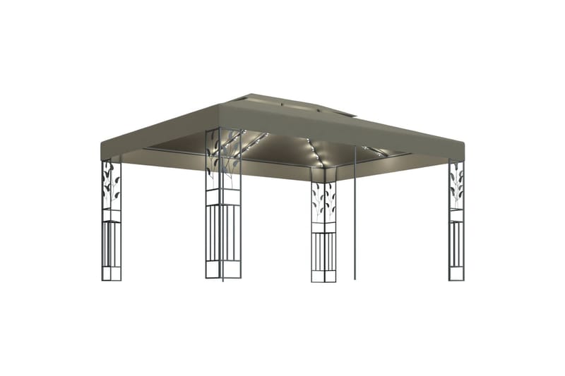 Paviljong med dobbelt tak og lysslynge 3x4 m gråbrun 180g/m² - Taupe - Hagemøbler - Solbeskyttelse - Paviljonger - Komplett paviljong