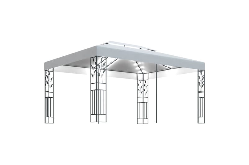 Paviljong med dobbelt tak og lysslynge 3x4 m hvit - Hvit - Komplett paviljong