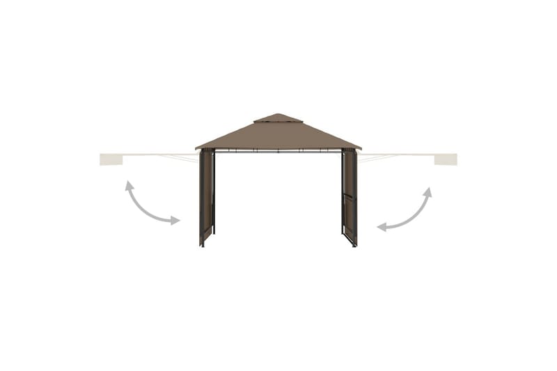 Paviljong med doble utvidbare tak 3x3x2,75m gråbrun 180 g/m² - Taupe - Hagemøbler - Solbeskyttelse - Paviljonger - Komplett paviljong