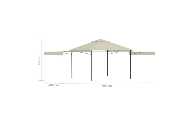 Paviljong med doble utvidede tak 3x3x2,75 m 180 g/m² - Komplett paviljong