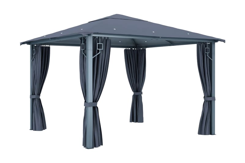 Paviljong med gardin 300x300 cm antrasitt aluminium - Hagemøbler - Solbeskyttelse - Paviljonger - Komplett paviljong
