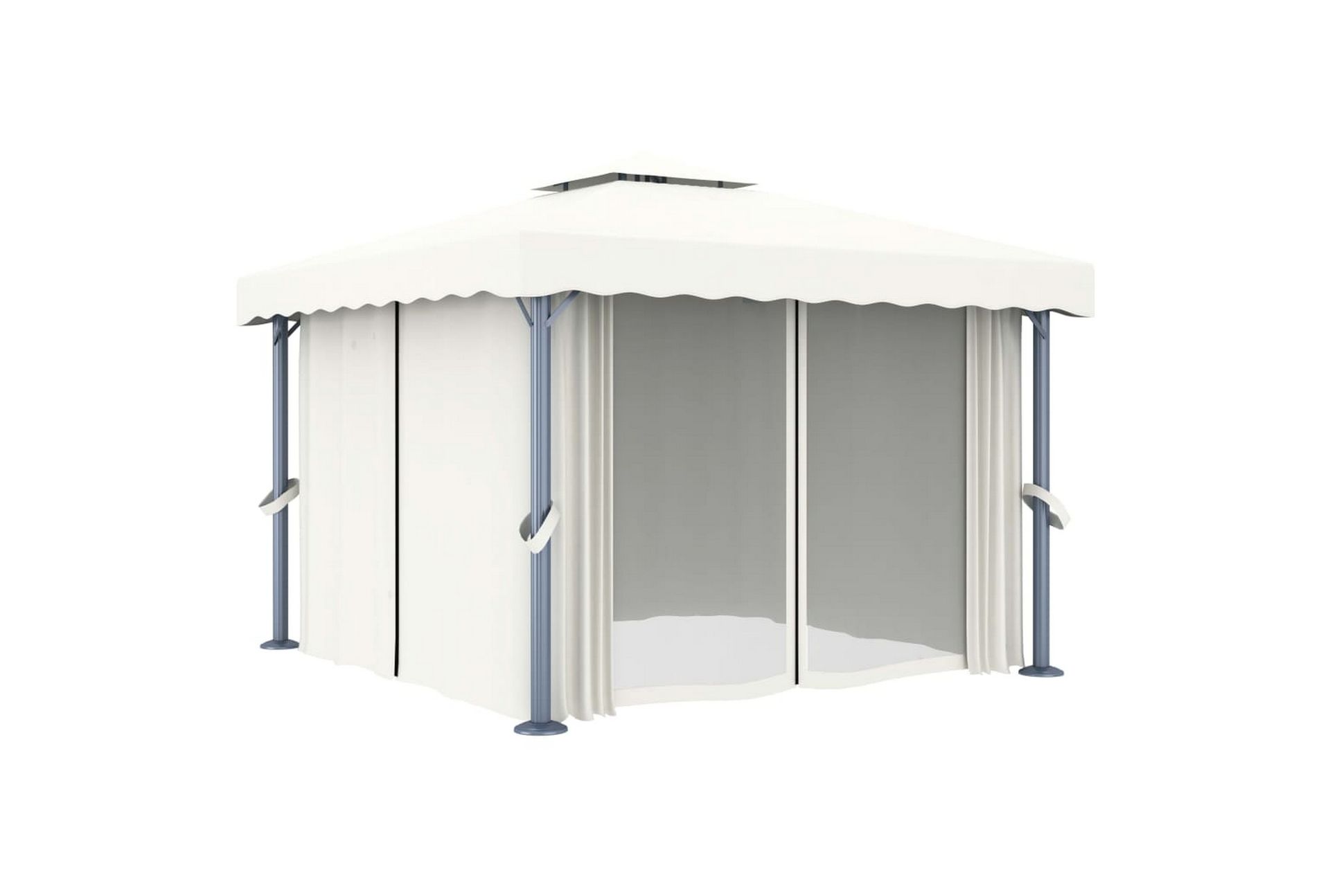 Paviljong med gardin 3x3 m kremhvit aluminium - Krem - Hagemøbler - Solbeskyttelse - Paviljonger - Komplett paviljong