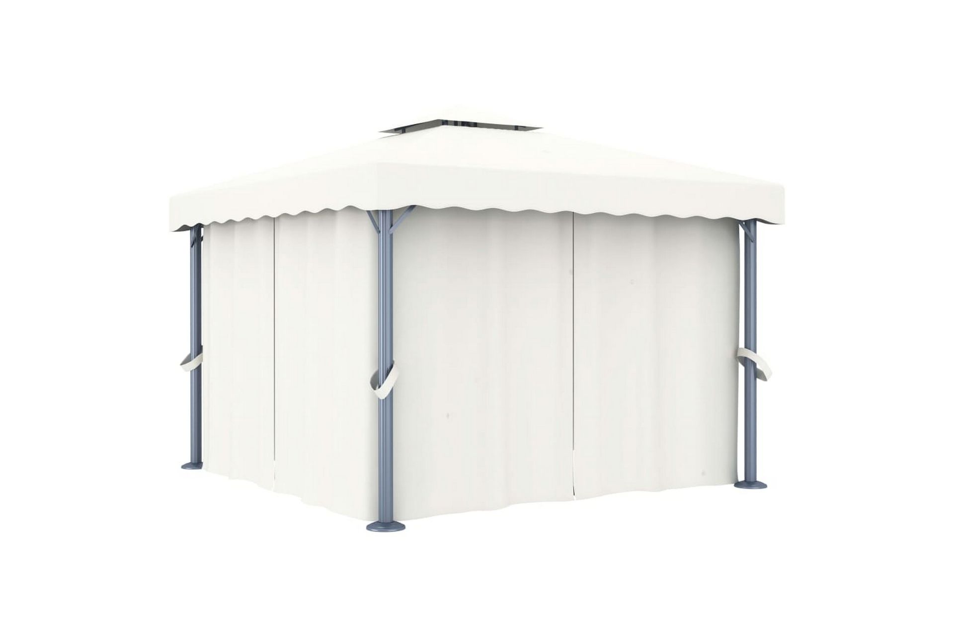Paviljong med gardin 3x3 m kremhvit aluminium - Krem - Hagemøbler - Solbeskyttelse - Paviljonger - Komplett paviljong