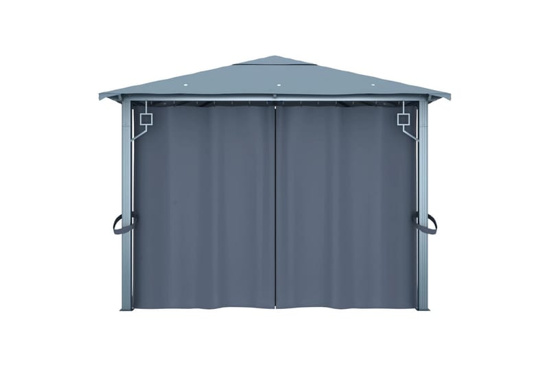 Paviljong med gardin 400 x 300 cm antrasitt aluminium - Hagemøbler - Solbeskyttelse - Paviljonger - Komplett paviljong