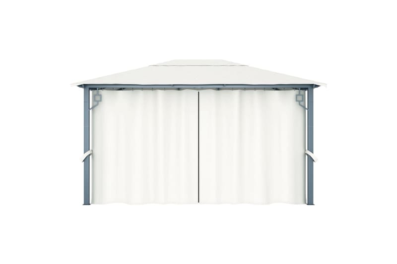 Paviljong med gardin 400 x 300 cm kremhvit aluminium - Hagemøbler - Solbeskyttelse - Paviljonger - Komplett paviljong