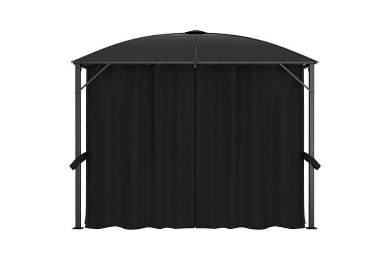Paviljong med gardiner 300x300x265 m antrasitt - Hagemøbler - Solbeskyttelse - Paviljonger - Komplett paviljong