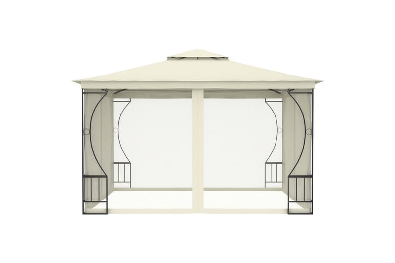 Paviljong med gardiner 300x300x265 m kremhvit - Krem - Hagemøbler - Solbeskyttelse - Paviljonger - Komplett paviljong