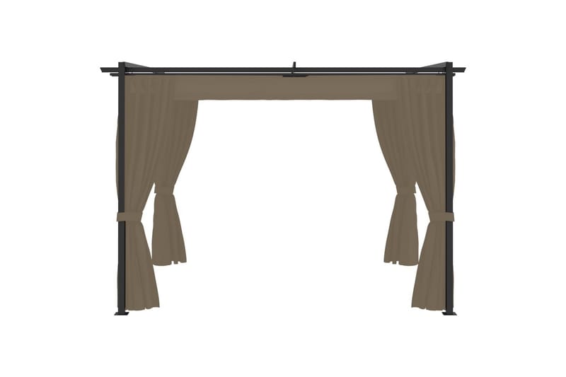 Paviljong med gardiner 3x3 m gråbrun stål - Taupe - Hagemøbler - Solbeskyttelse - Paviljonger - Komplett paviljong