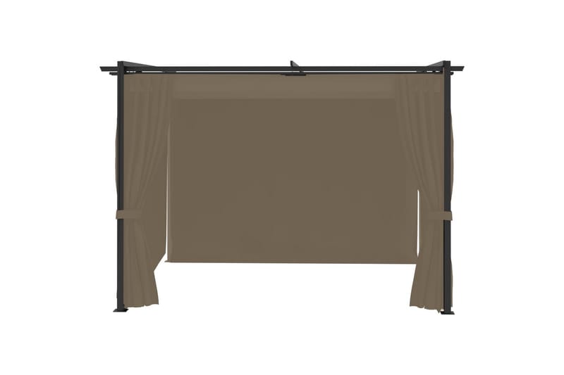 Paviljong med gardiner 3x3 m gråbrun stål - Taupe - Hagemøbler - Solbeskyttelse - Paviljonger - Komplett paviljong