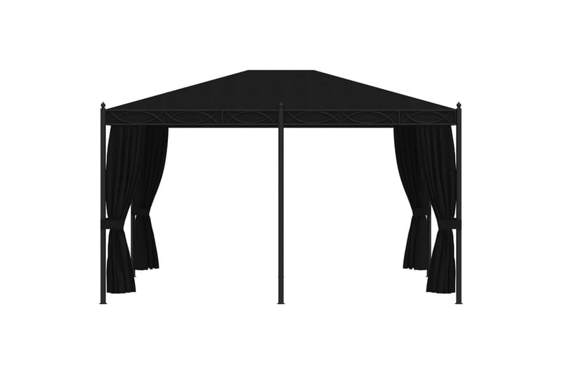 Paviljong med gardiner 3x4 m antrasitt st�ål - Grå - Hagemøbler - Solbeskyttelse - Paviljonger - Komplett paviljong