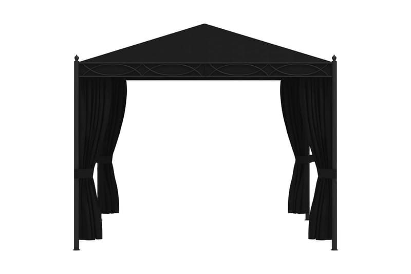 Paviljong med gardiner 3x4 m antrasitt stål - Grå - Hagemøbler - Solbeskyttelse - Paviljonger - Komplett paviljong