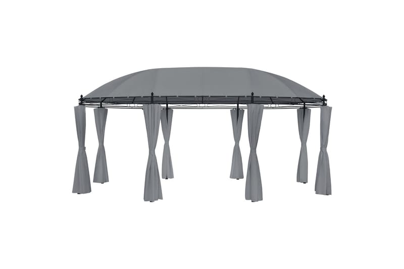 Paviljong med gardiner 530x350x265 cm antrasitt - Hagemøbler - Solbeskyttelse - Paviljonger - Komplett paviljong