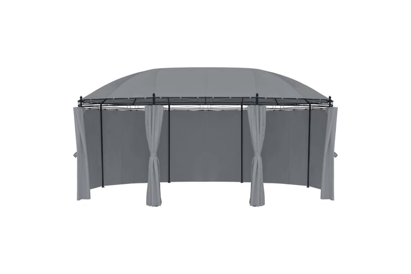 Paviljong med gardiner 530x350x265 cm antrasitt - Hagemøbler - Solbeskyttelse - Paviljonger - Komplett paviljong