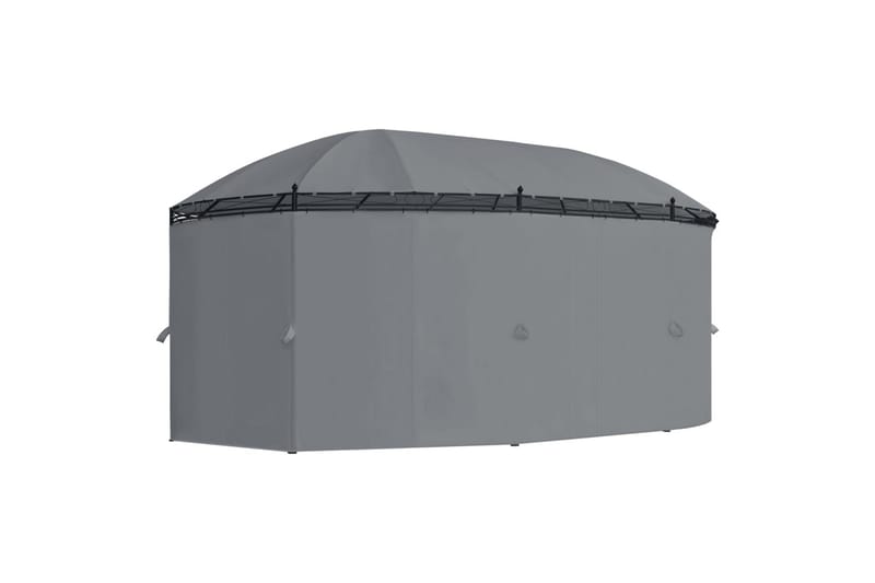 Paviljong med gardiner 530x350x265 cm antrasitt - Hagemøbler - Solbeskyttelse - Paviljonger - Komplett paviljong