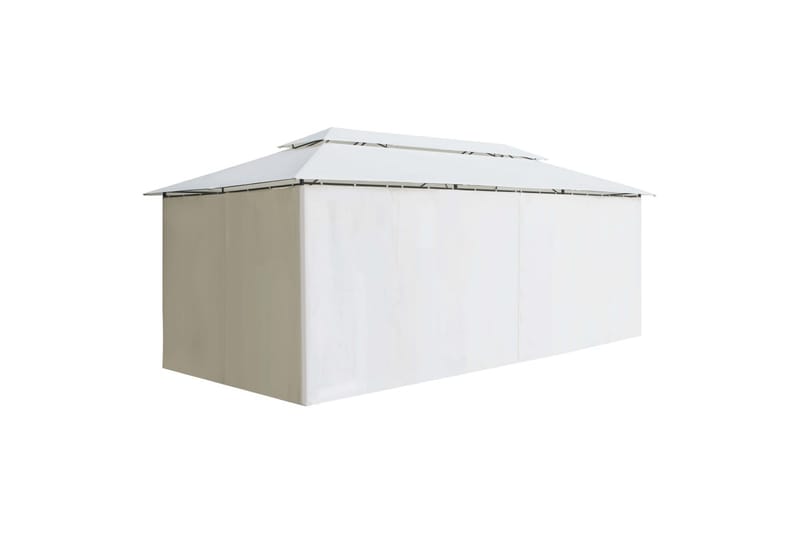 Paviljong med gardiner 600x298x270 cm hvit 180g/m² - Hvit - Hagemøbler - Solbeskyttelse - Paviljonger - Komplett paviljong