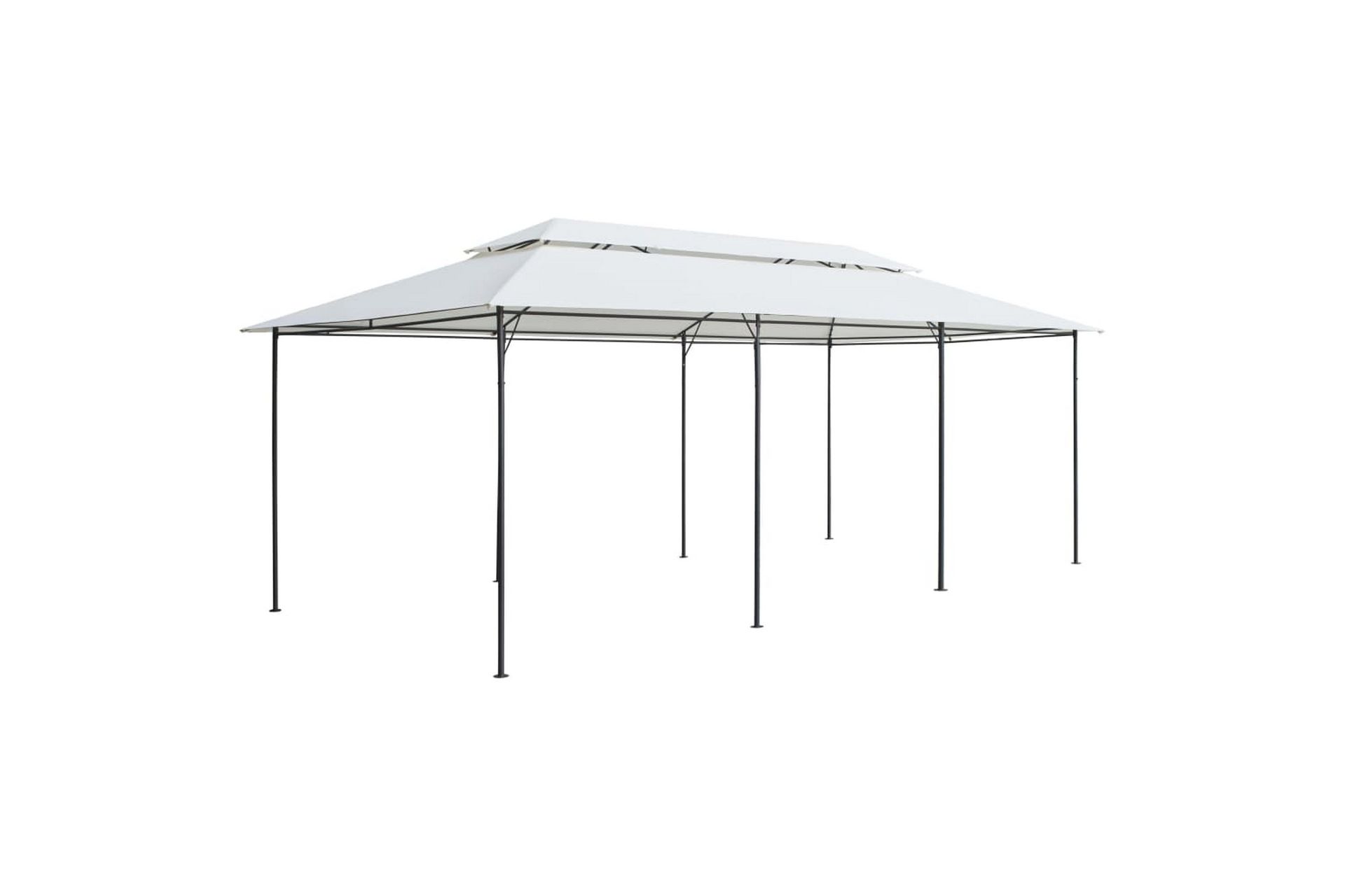 Paviljong med gardiner 600x298x270 cm hvit 180g/m² - Hvit - Hagemøbler - Solbeskyttelse - Paviljonger - Komplett paviljong