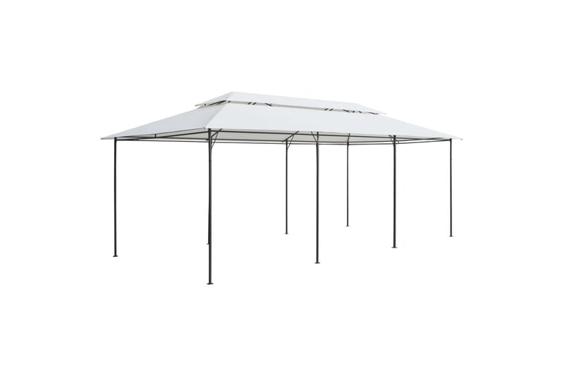 Paviljong med gardiner 600x298x270 cm hvit 180g/m² - Hvit - Hagemøbler - Solbeskyttelse - Paviljonger - Komplett paviljong