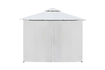 Paviljong med gardiner 600x298x270 cm hvit 180g/m² - Hvit - Hagemøbler - Solbeskyttelse - Paviljonger - Komplett paviljong