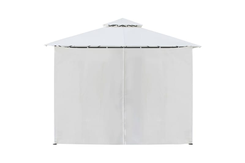 Paviljong med gardiner 600x298x270 cm hvit 180g/m² - Hvit - Hagemøbler - Solbeskyttelse - Paviljonger - Komplett paviljong