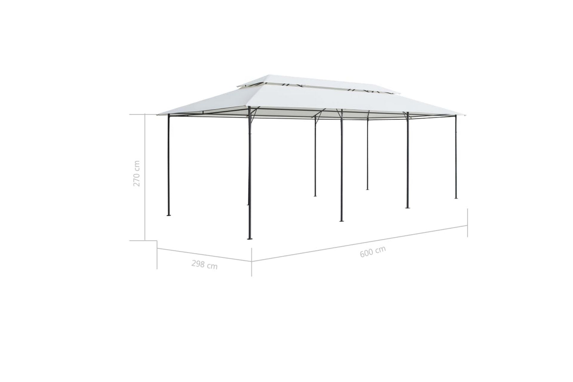 Paviljong med gardiner 600x298x270 cm hvit 180g/m² - Hvit - Hagemøbler - Solbeskyttelse - Paviljonger - Komplett paviljong