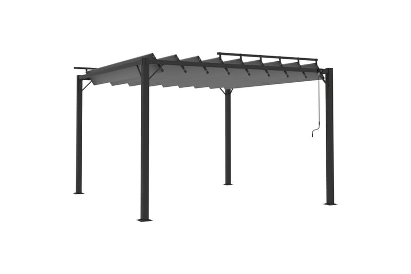 Paviljong med lamelltak 3x3 m antrasitt stoff og aluminium - Antrasittgrå - Hagemøbler - Solbeskyttelse - Paviljonger - Komplett paviljong