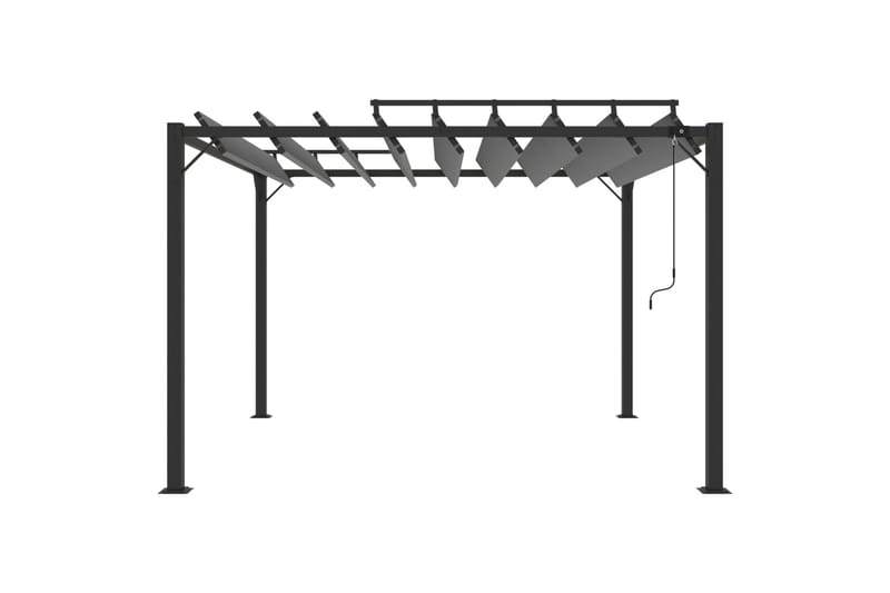 Paviljong med lamelltak 3x3 m antrasitt stoff og aluminium - Antrasittgrå - Hagemøbler - Solbeskyttelse - Paviljonger - Komplett paviljong