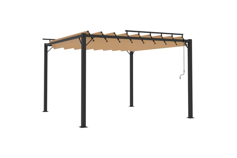 Paviljong med lamelltak 3x3 m gråbrun stoff og aluminium - Taupe - Hagemøbler - Solbeskyttelse - Paviljonger - Komplett paviljong