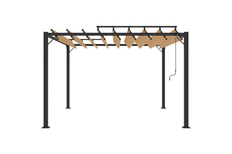 Paviljong med lamelltak 3x3 m gråbrun stoff og aluminium - Taupe - Hagemøbler - Solbeskyttelse - Paviljonger - Komplett paviljong