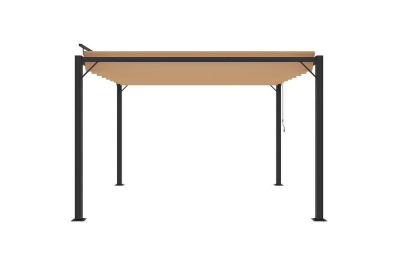 Paviljong med lamelltak 3x3 m gråbrun stoff og aluminium - Taupe - Hagemøbler - Solbeskyttelse - Paviljonger - Komplett paviljong