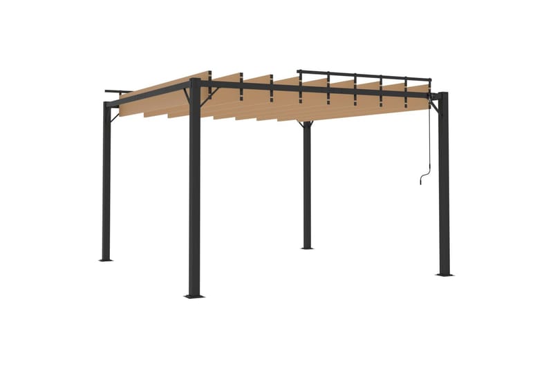Paviljong med lamelltak 3x3 m gråbrun stoff og aluminium - Taupe - Hagemøbler - Solbeskyttelse - Paviljonger - Komplett paviljong