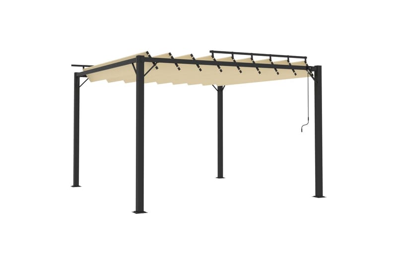 Paviljong med lamelltak 3x3 m kremhvit stoff og aluminium - Krem - Hagemøbler - Solbeskyttelse - Paviljonger - Komplett paviljong