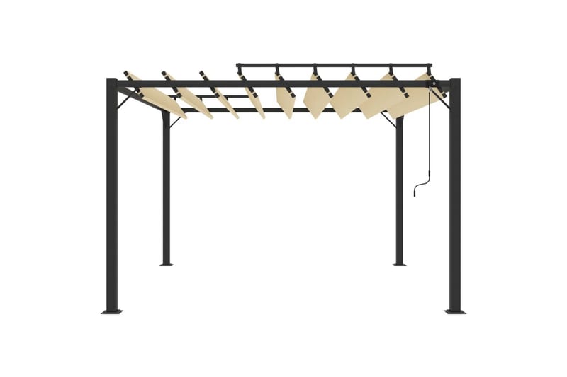 Paviljong med lamelltak 3x3 m kremhvit stoff og aluminium - Krem - Hagemøbler - Solbeskyttelse - Paviljonger - Komplett paviljong