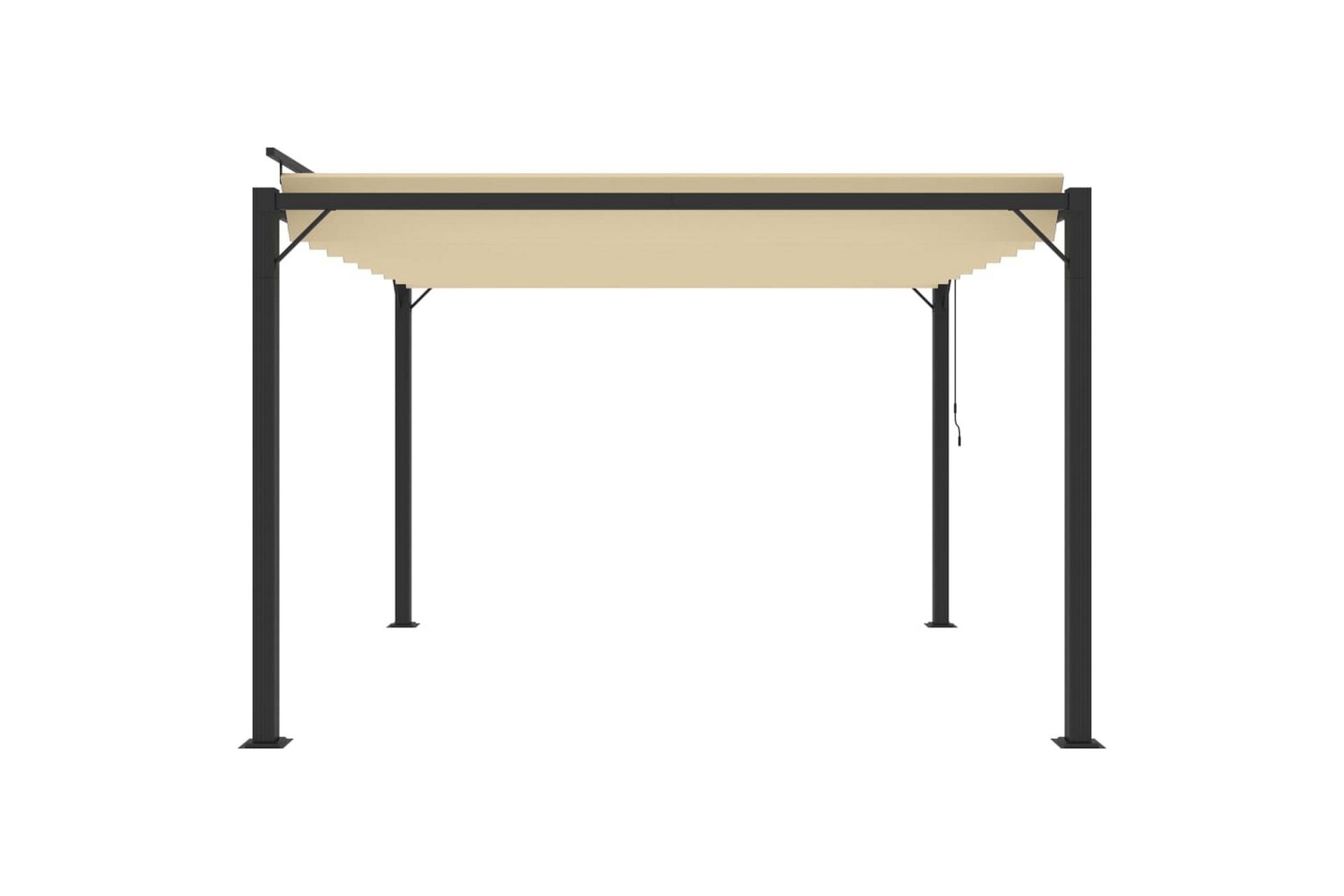 Paviljong med lamelltak 3x3 m kremhvit stoff og aluminium - Krem - Hagemøbler - Solbeskyttelse - Paviljonger - Komplett paviljong