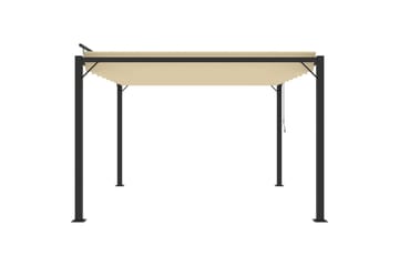 Paviljong med lamelltak 3x3 m kremhvit stoff og aluminium - Krem - Hagemøbler - Solbeskyttelse - Paviljonger - Komplett paviljong