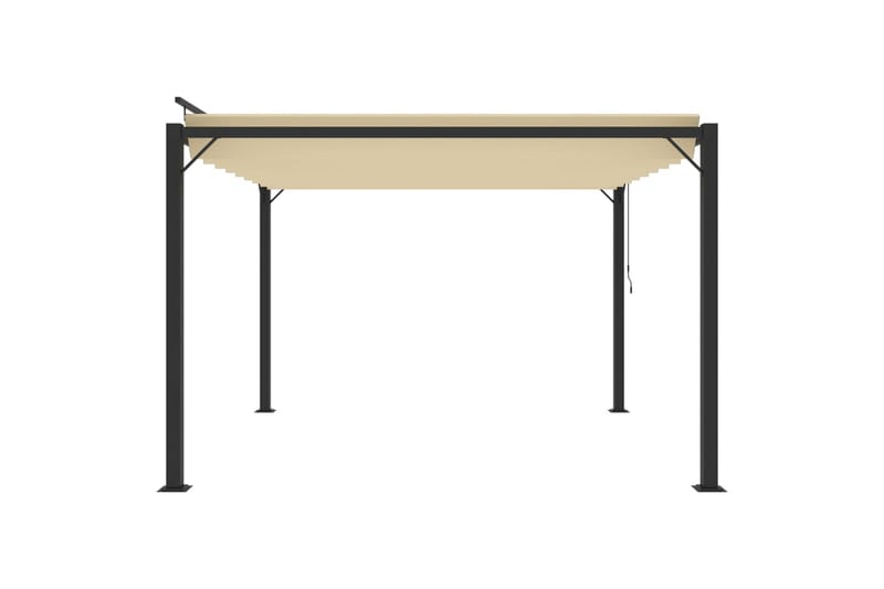 Paviljong med lamelltak 3x3 m kremhvit stoff og aluminium - Krem - Hagemøbler - Solbeskyttelse - Paviljonger - Komplett paviljong