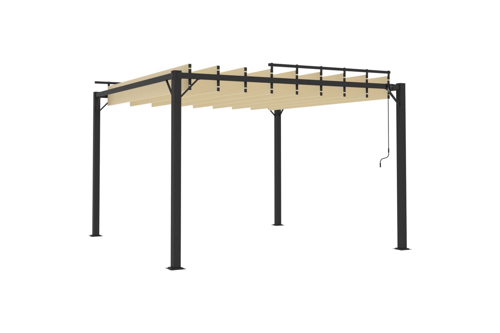 Paviljong med lamelltak 3x3 m kremhvit stoff og aluminium - Krem - Hagemøbler - Solbeskyttelse - Paviljonger - Komplett paviljong