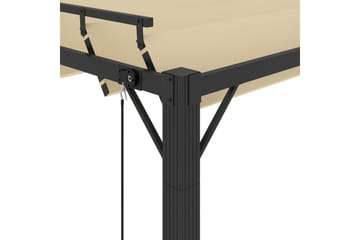Paviljong med lamelltak 3x3 m kremhvit stoff og aluminium - Krem - Hagemøbler - Solbeskyttelse - Paviljonger - Komplett paviljong