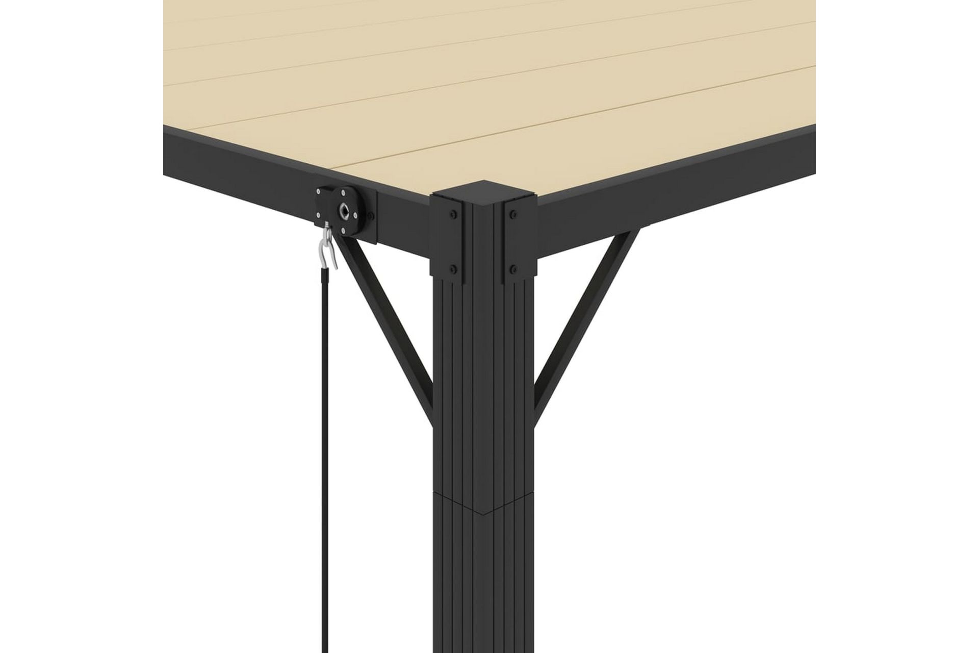Paviljong med lamelltak 3x3 m kremhvit stoff og aluminium - Krem - Hagemøbler - Solbeskyttelse - Paviljonger - Komplett paviljong